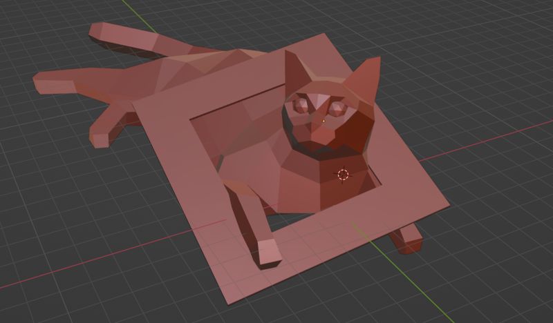 WIP: low poly cat. It is untextured and the proportions are slightly different to the finished model.