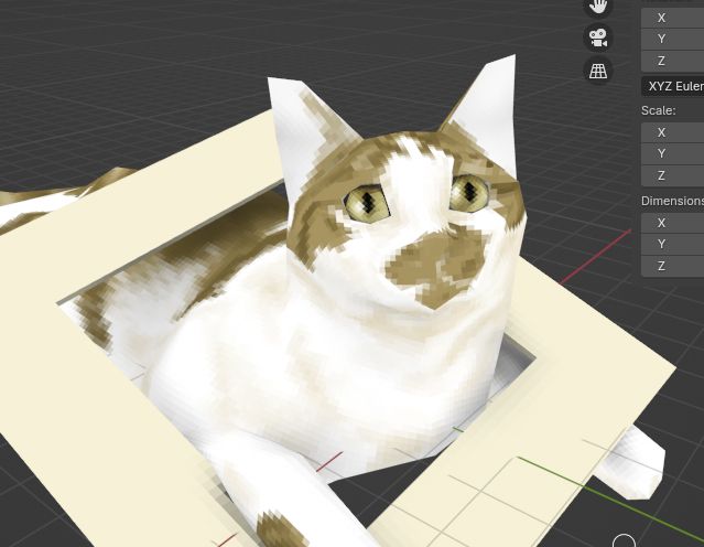 WIP: low poly cat with more detailed textures.