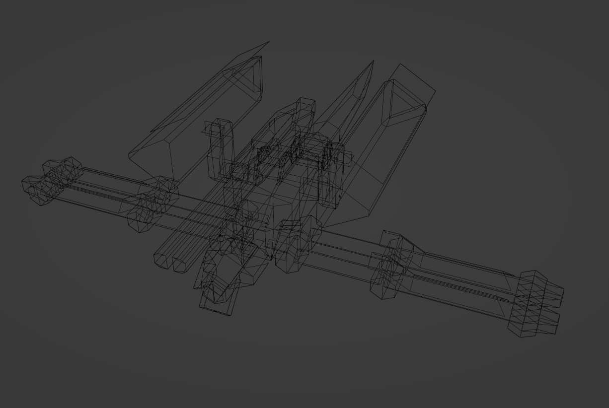 The wireframe of my model of the Dragonfly.