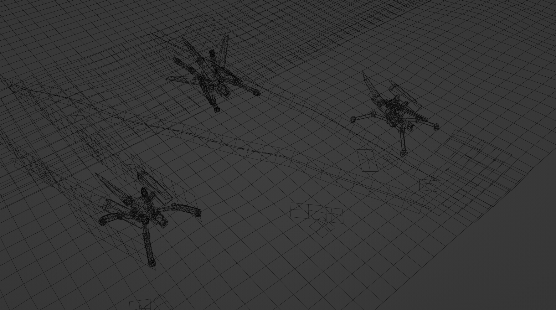 The wireframe of the whole scene.