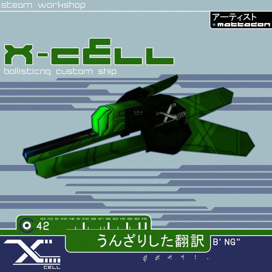 Promo image for the X-cell reacing team in the style of the WipEout 1 boxart.