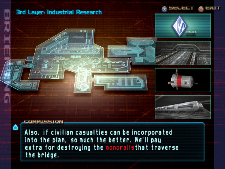 One of the corps in Armored Core 3 asks you to incorporate civilian casualties into your mission.