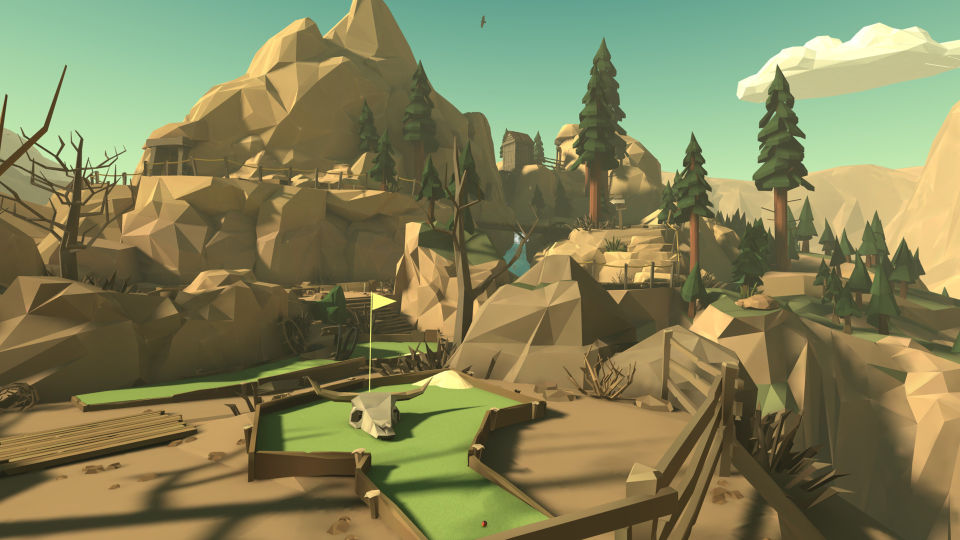 A low poly golf course set in the old west.